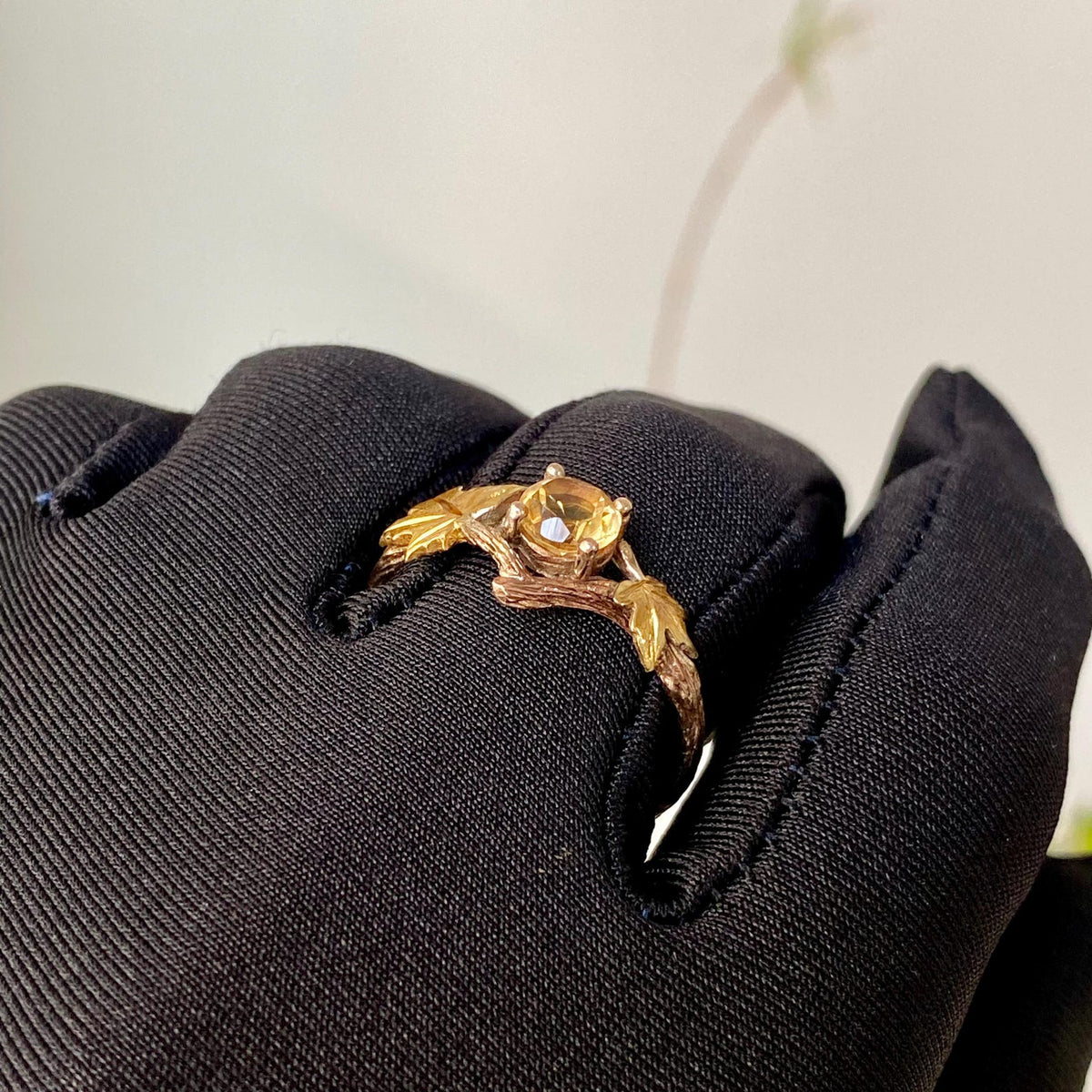 Citrine Sterling Silver Maple Leaf Ring