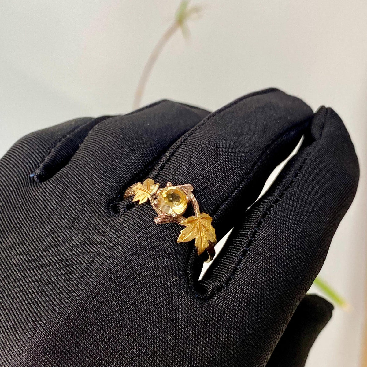 Citrine Sterling Silver Maple Leaf Ring