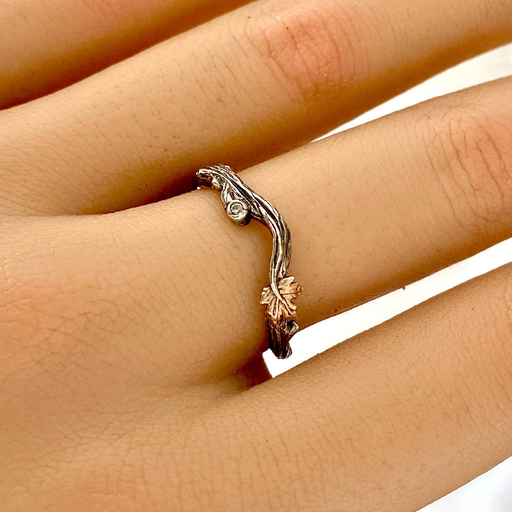Zircon Sterling Silver Maple Leaf Ring