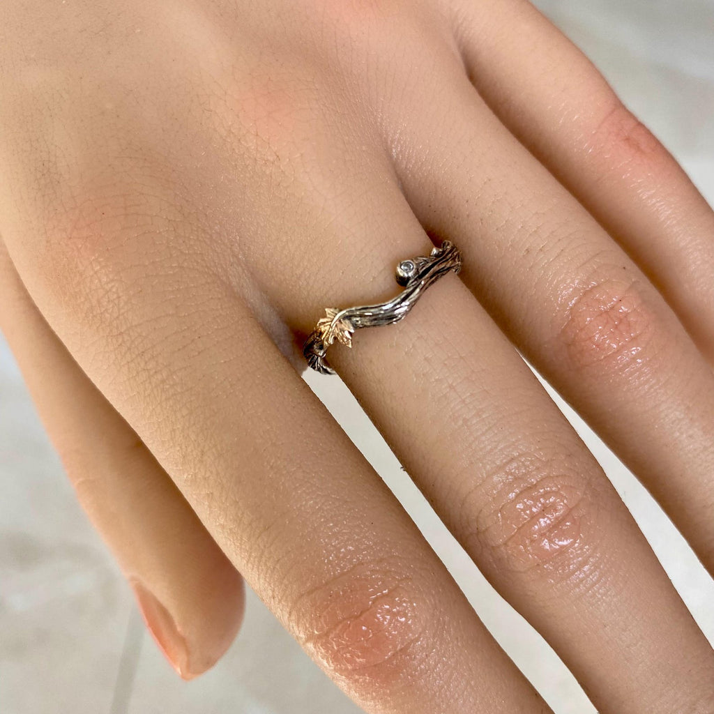 Zircon Sterling Silver Maple Leaf Ring