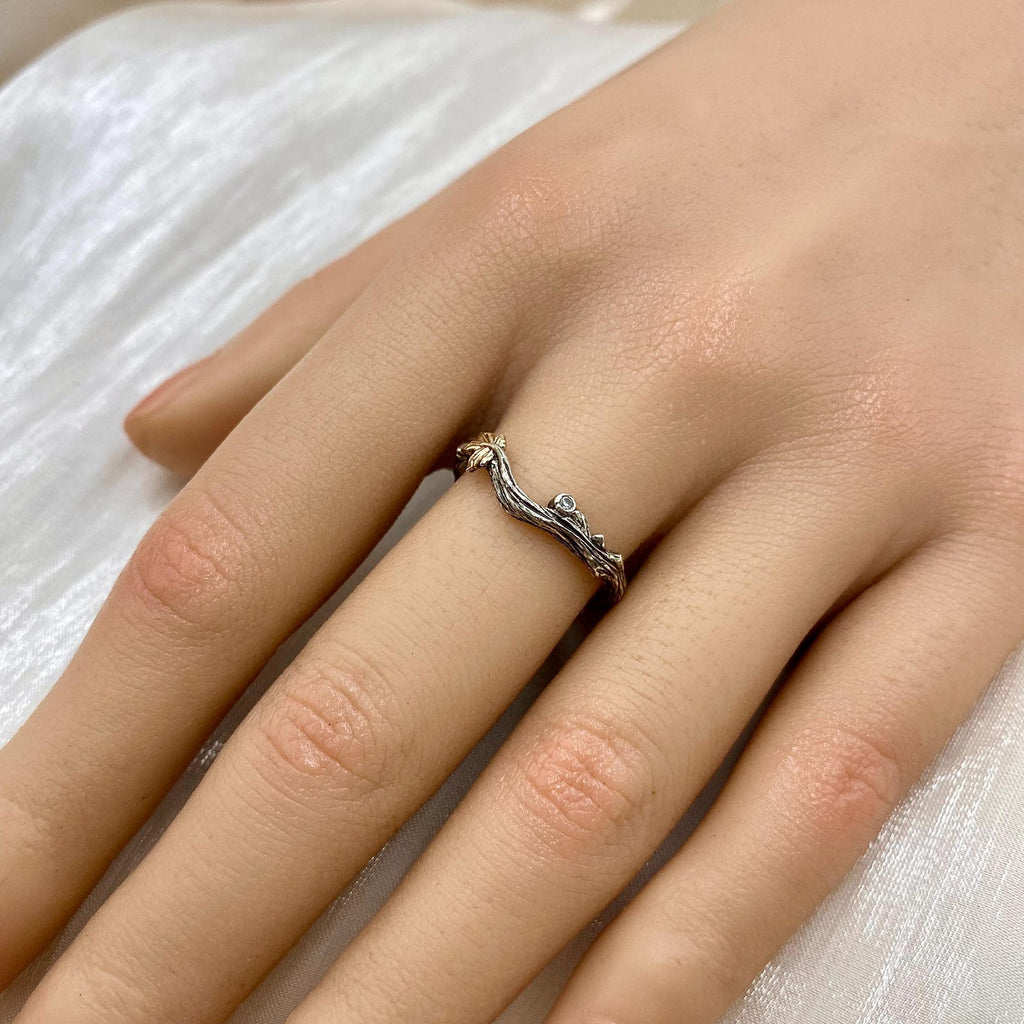 Zircon Sterling Silver Maple Leaf Ring
