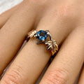 London Blue Topaz Sterling Silver Maple Leaf Ring