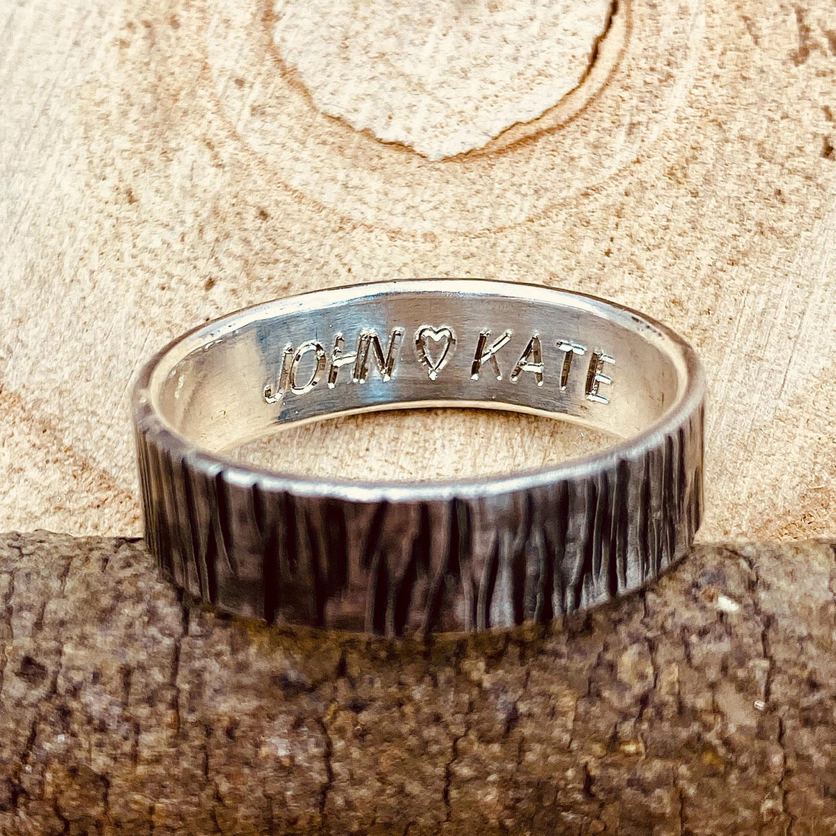 Fine Silver Tree Bark Ring