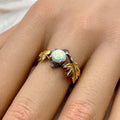 Opal Sterling Silver Maple Leaf Ring