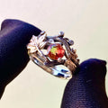 Watermelon Tourmaline Sterling Silver Maple Leaf Ring