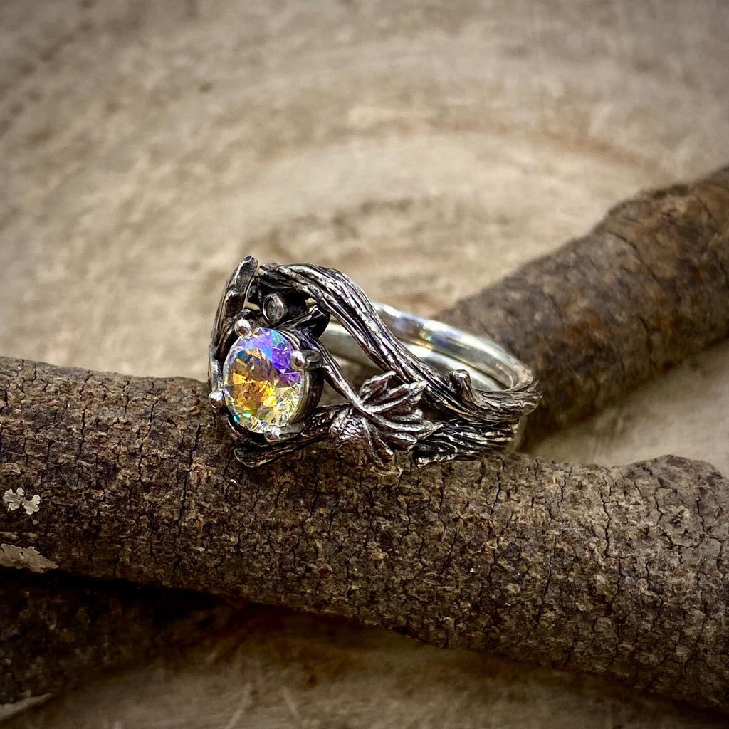 Zircon Sterling Silver Maple Leaf Ring
