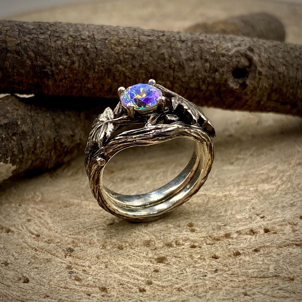 Zircon Sterling Silver Maple Leaf Ring