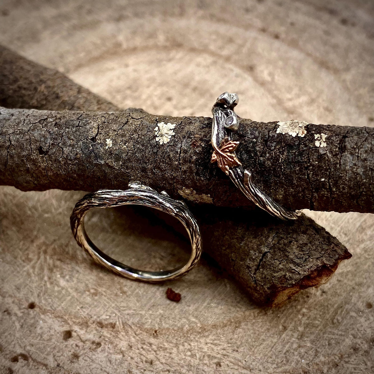 Zirconia Sterling Silver Maple Leaf Ring
