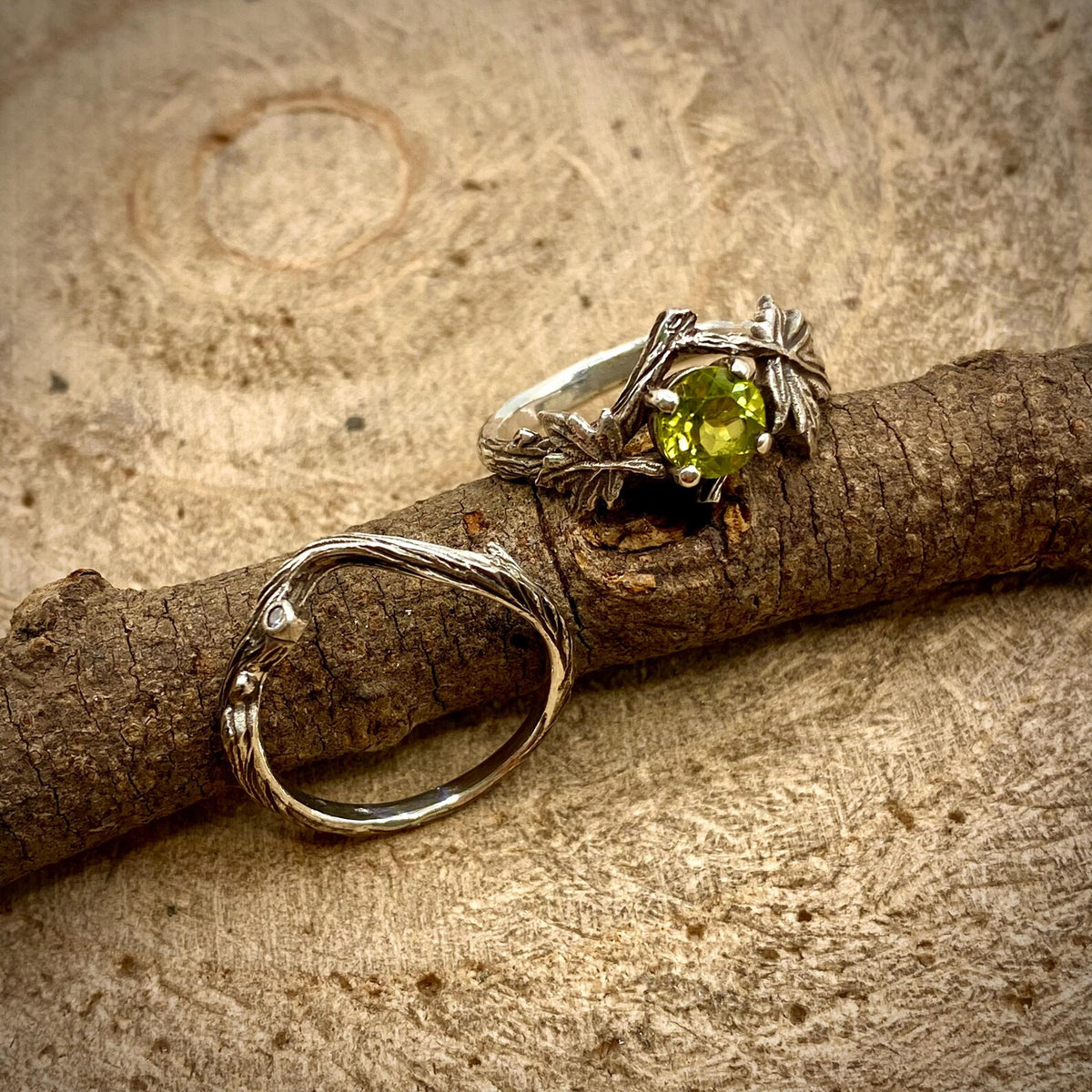 Peridot Sterling Silver Maple Leaf Ring