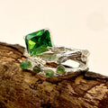 Moss Agate Sterling Silver Oak Leaf Ring
