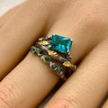 Moss Agate Sterling Silver Oak Leaf Ring