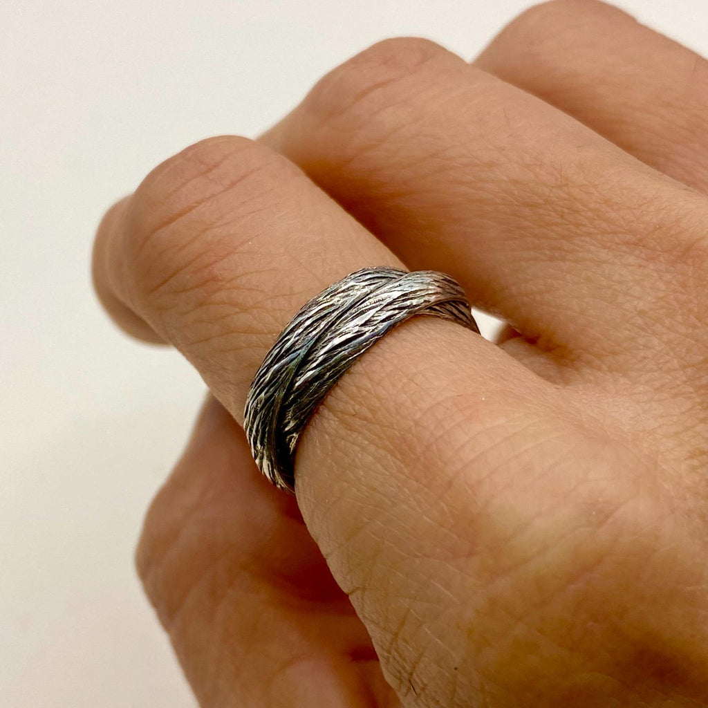 Moss Agate Sterling Silver Maple Leaf Ring Set