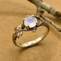 Moonstone Sterling Silver Maple Leaf Ring