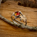 Watermelon Tourmaline Sterling Silver Maple Leaf Ring