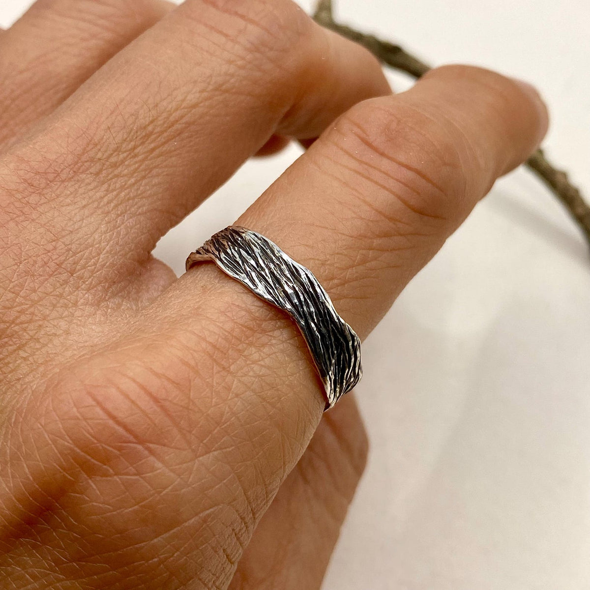 Fine Silver Twig Ring
