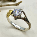 Moissanite Sterling Silver Maple Leaf Band