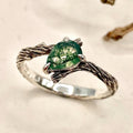 Moss Agate Sterling Silver Twig Ring