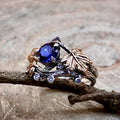 Sapphire Sterling Silver Maple Leaf Ring