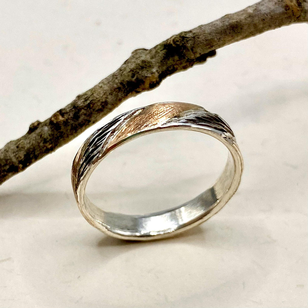 Fine Silver Tree Bark Band