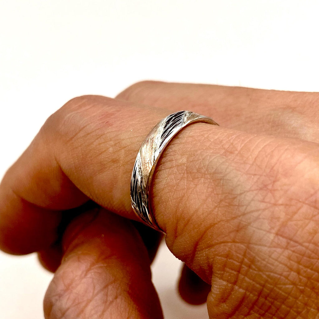 Fine Silver Tree Bark Band