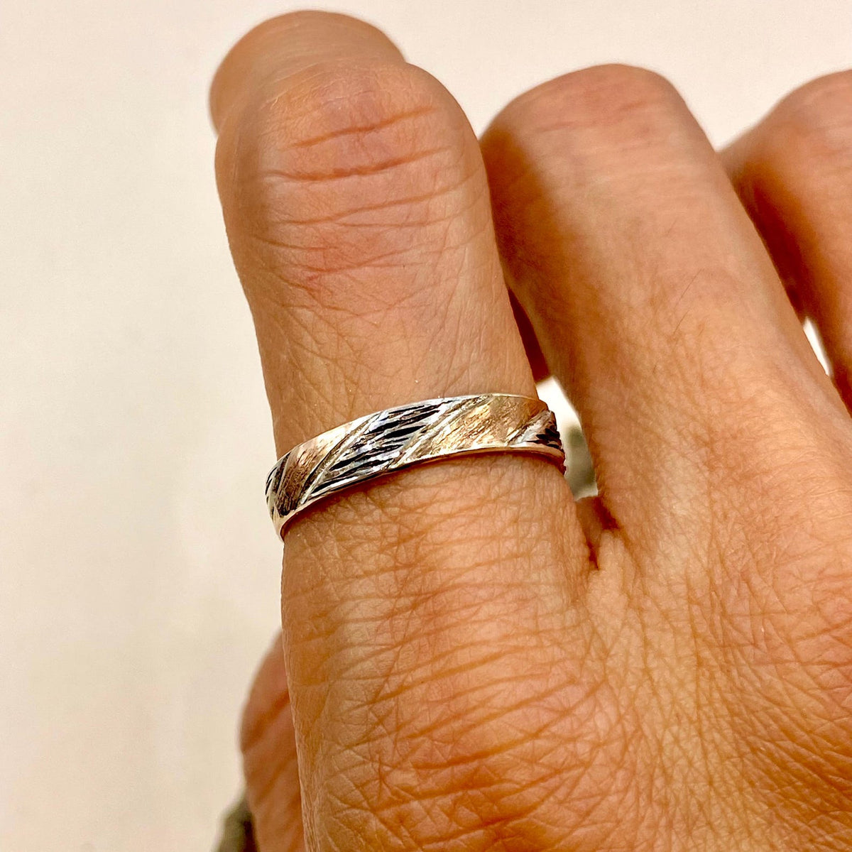 Fine Silver Tree Bark Band