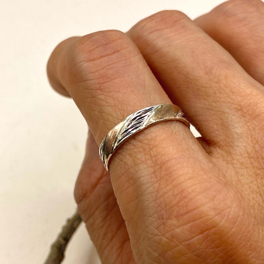 Fine Silver Tree Bark Band