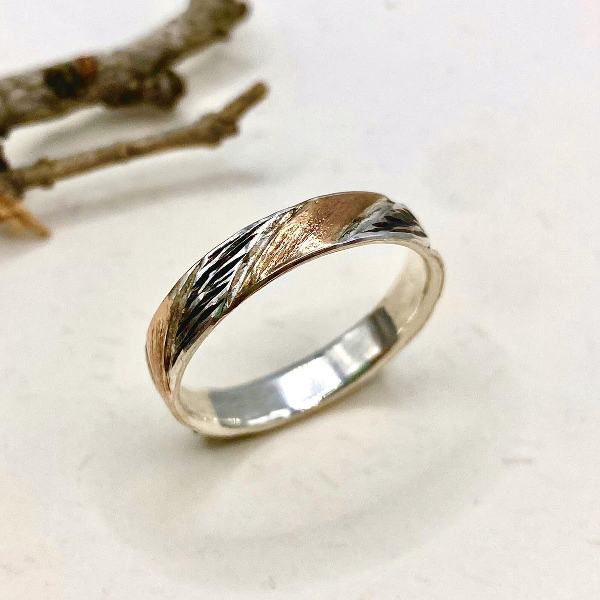 Fine Silver Tree Bark Band