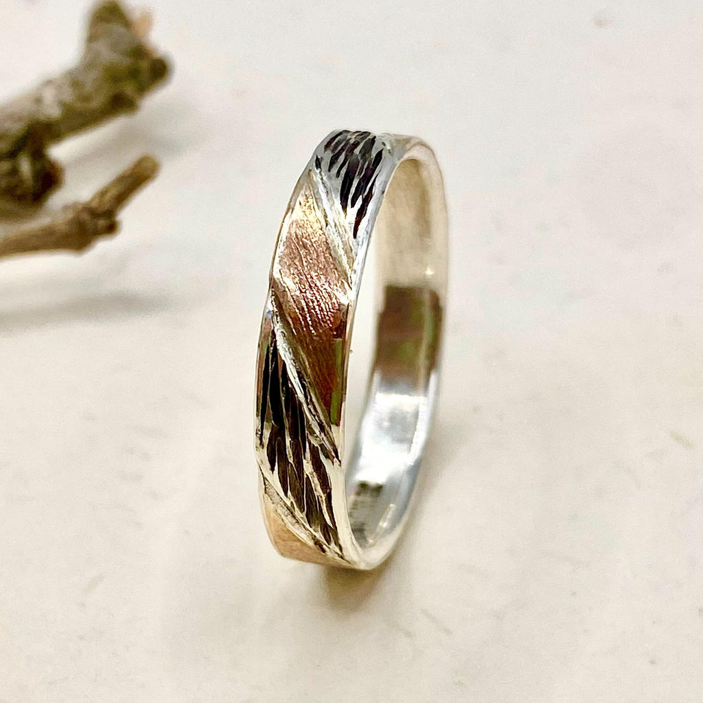 Fine Silver Tree Bark Band