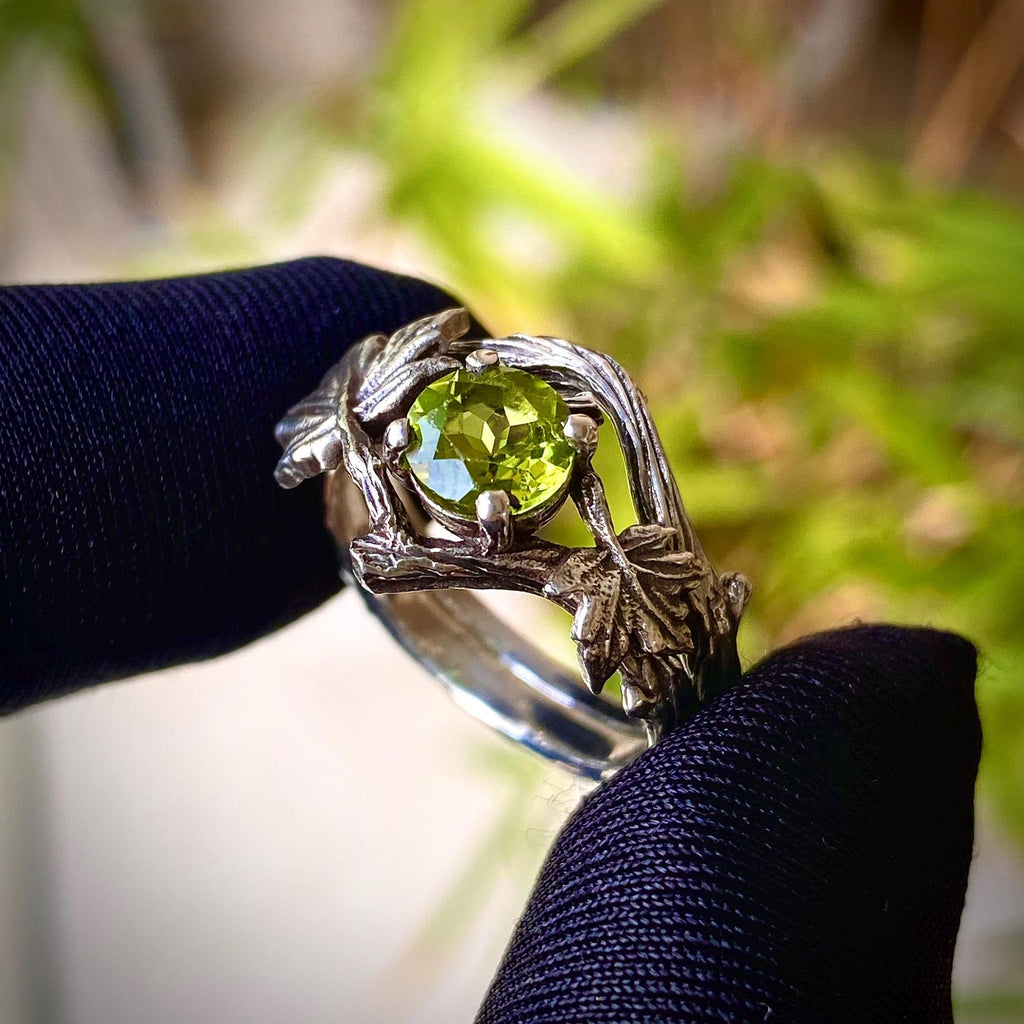 Peridot Sterling Silver Maple Leaf Ring