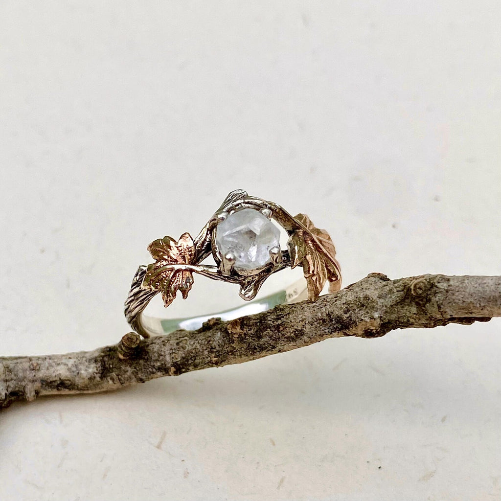 Lab-Grown Diamond Sterling Silver Maple Leaf Ring