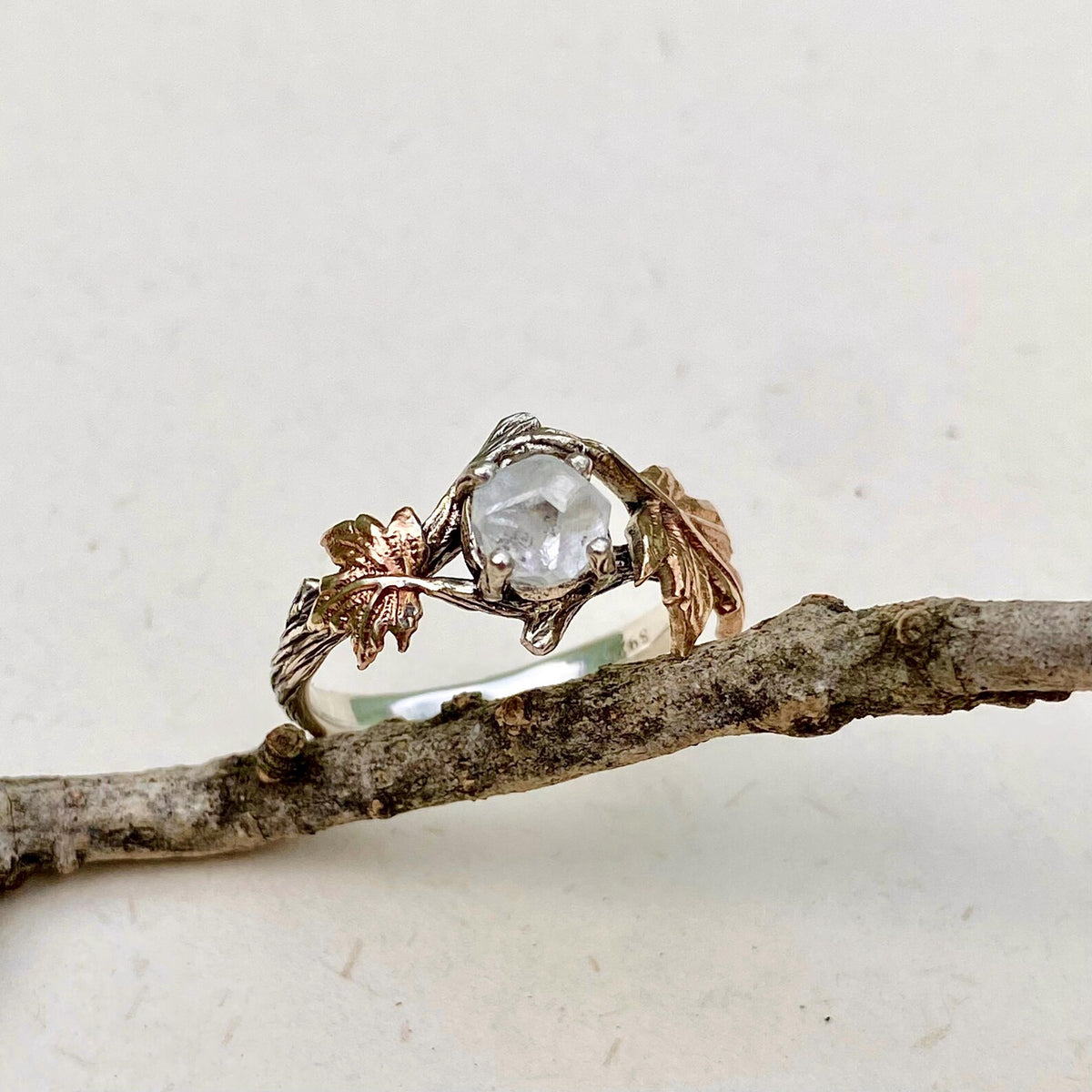 Lab-Grown Diamond Sterling Silver Maple Leaf Ring
