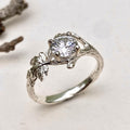 Lab-Grown Diamond Sterling Silver Maple Leaf Ring