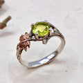 Peridot Sterling Silver Maple Leaf Ring