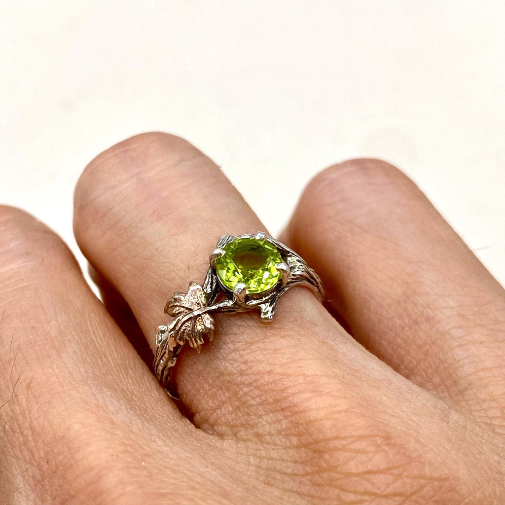 Peridot Sterling Silver Maple Leaf Ring