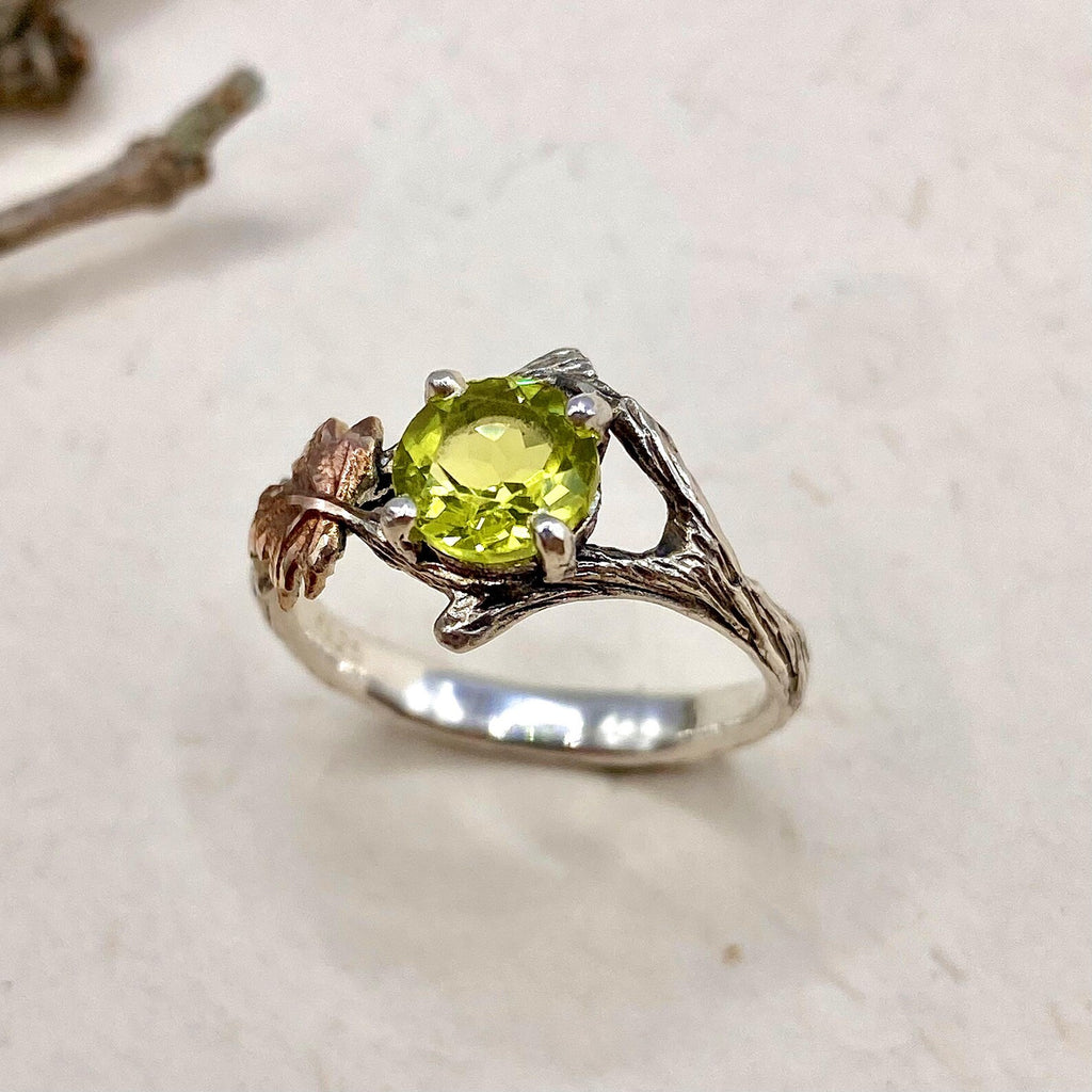 Peridot Sterling Silver Maple Leaf Ring