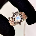 Moonstone Sterling Silver Maple Leaf Ring