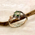 Moss Agate Sterling Silver Maple Leaf Ring