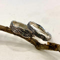 Fine Silver Tree Bark Ring Set