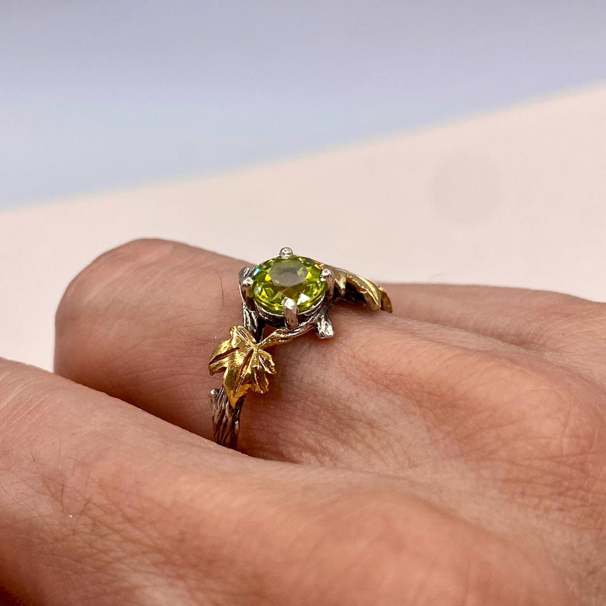 Peridot Sterling Silver Twig Ring