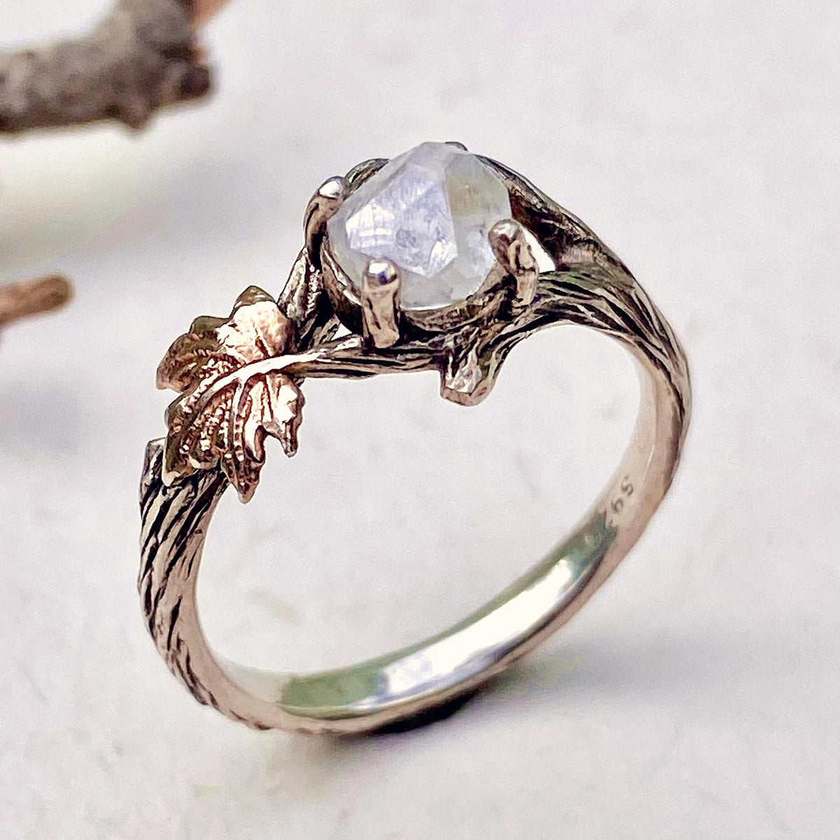 Lab-Grown Diamond 14K Gold Twig Ring