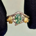 Moss Agate Sterling Silver Maple Leaf Ring