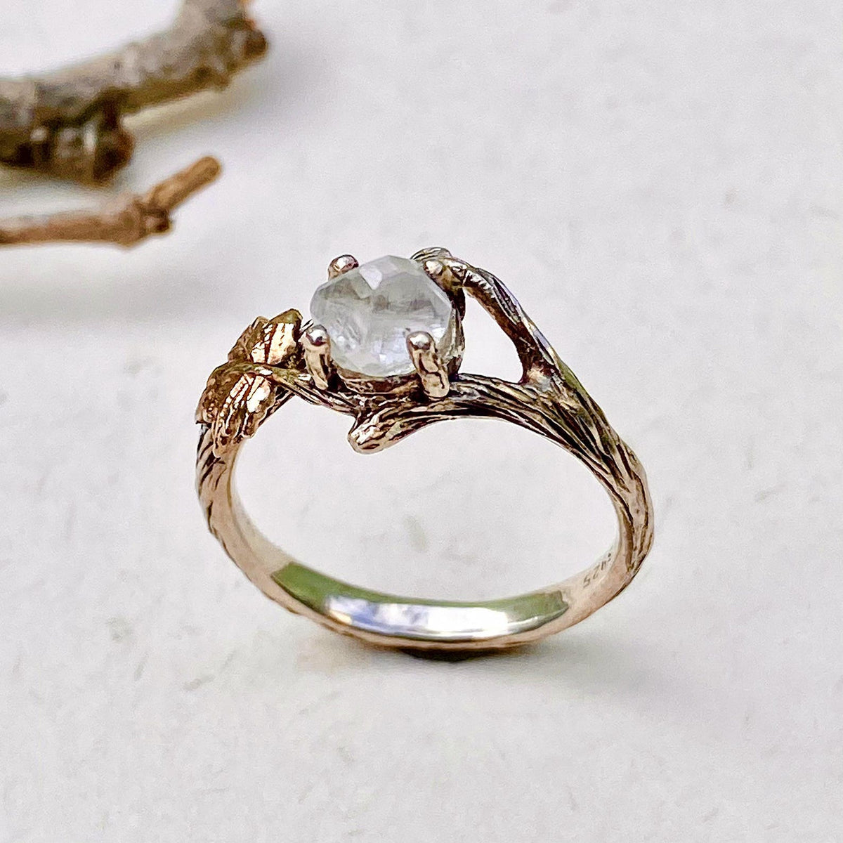 Lab-Grown Diamond 14K Gold Twig Ring