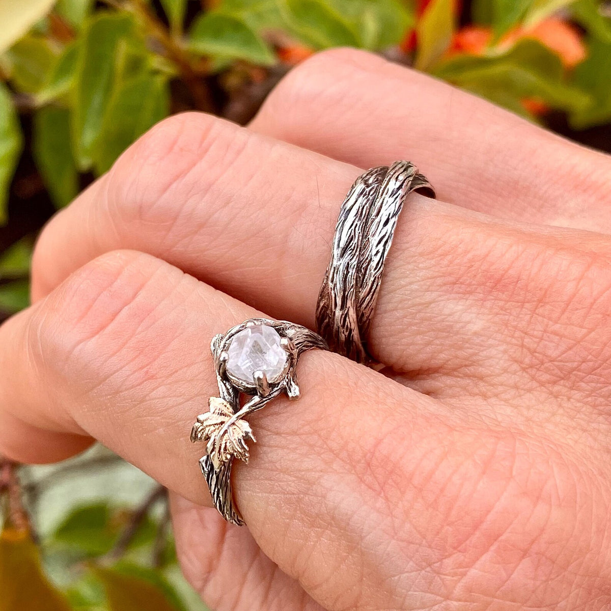 Lab-Grown Diamond 14K Gold Twig Ring