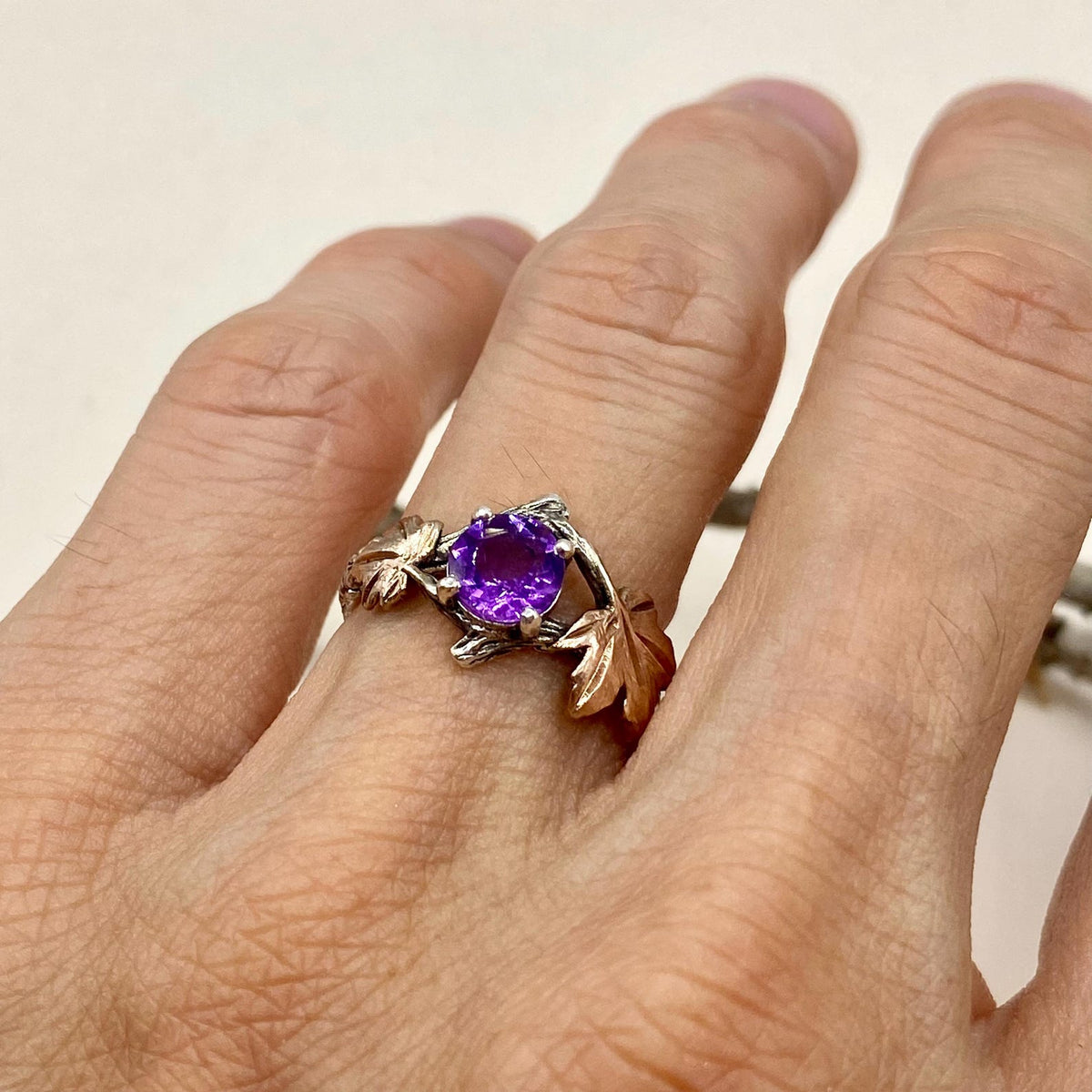 Amethyst Sterling Silver Twig Ring
