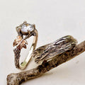 Lab-Grown Diamond 14K White Gold Maple Leaf Ring Set