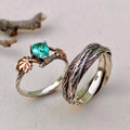Paraiba Sterling Silver Maple Leaf Ring Set