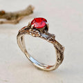 Padparadscha Sterling Silver Oak Leaf Ring