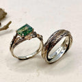Moss Agate Sterling Silver Oak Leaf Ring Set