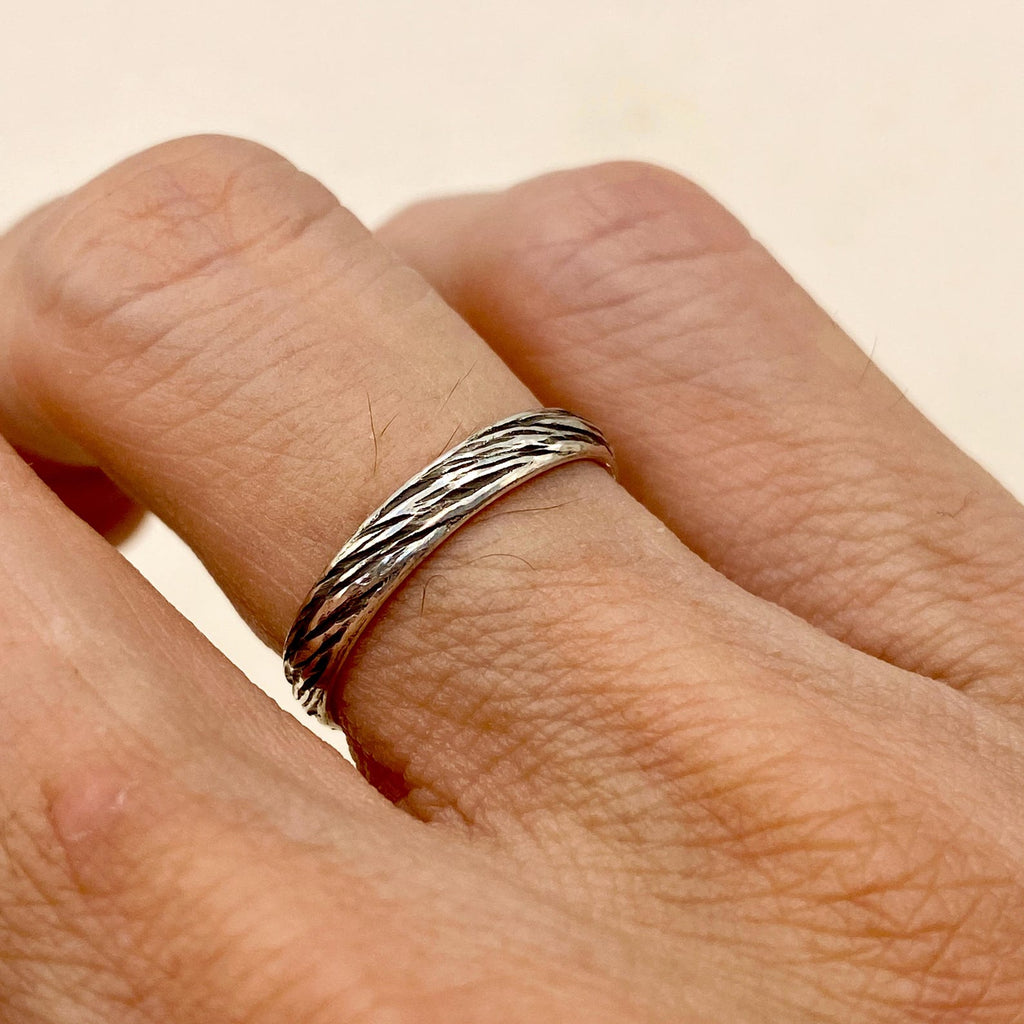 Fine Silver Tree Bark Band