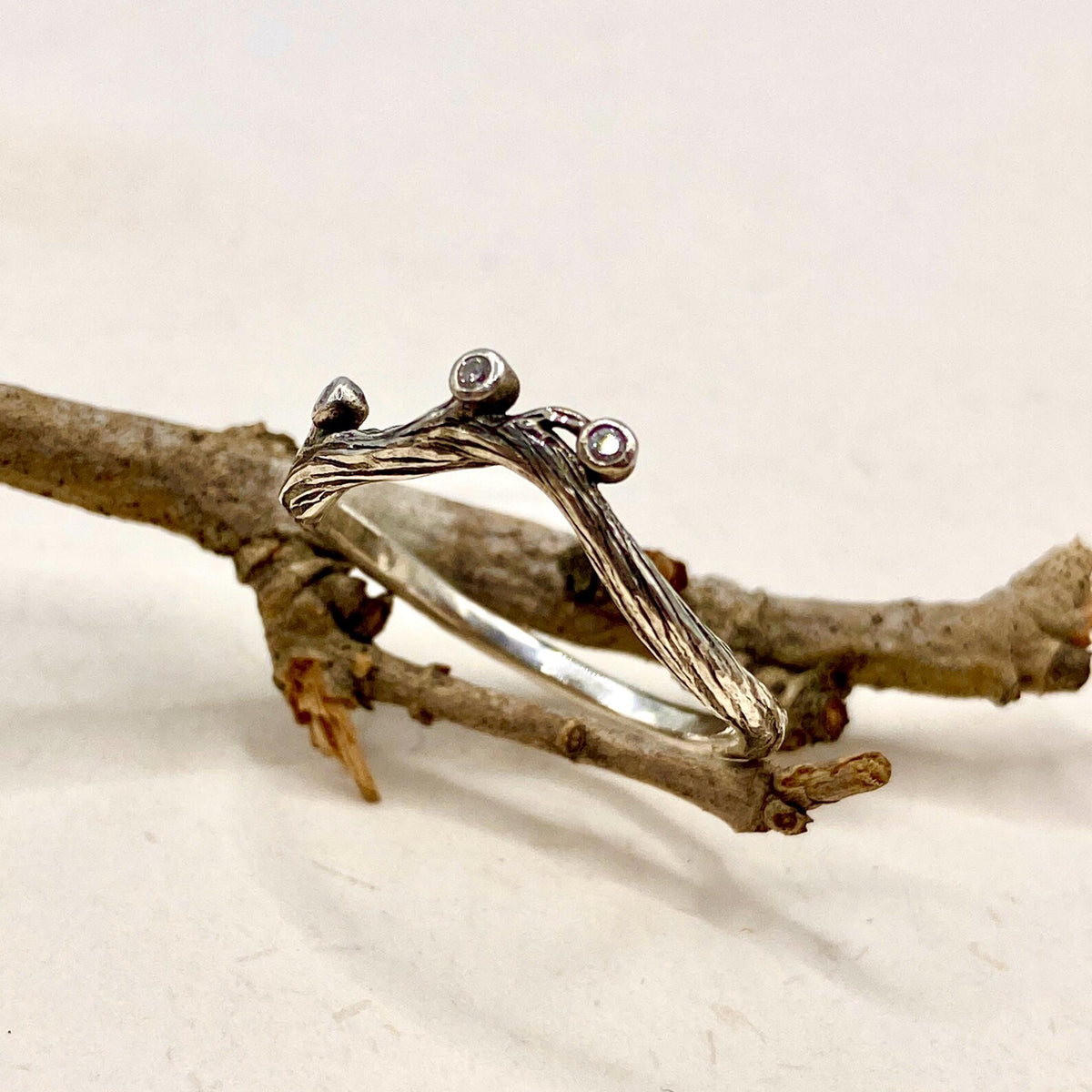 Zircon Sterling Silver Twig Ring